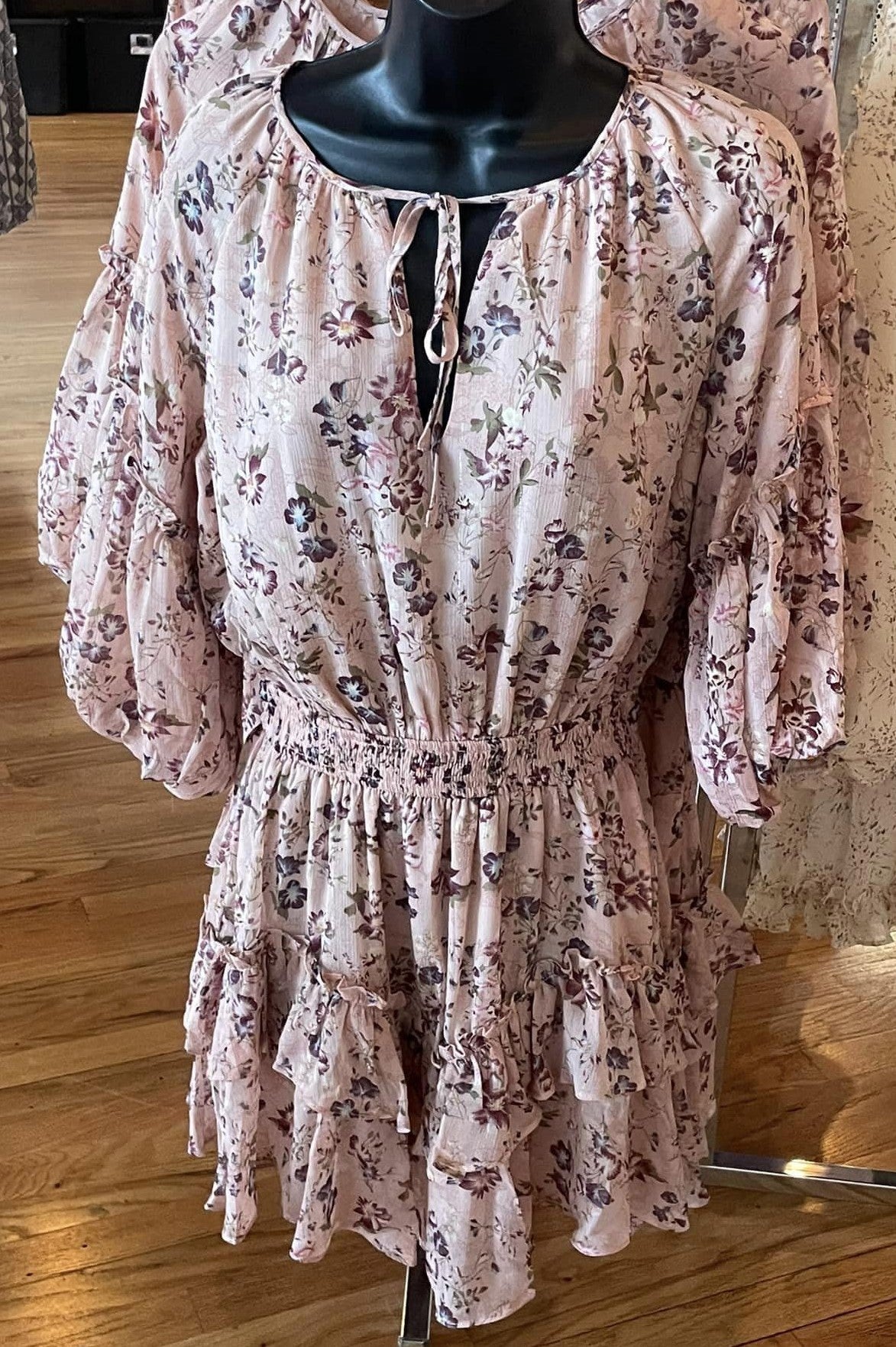 Pink/Purple Floral 3/4 Mini Dress