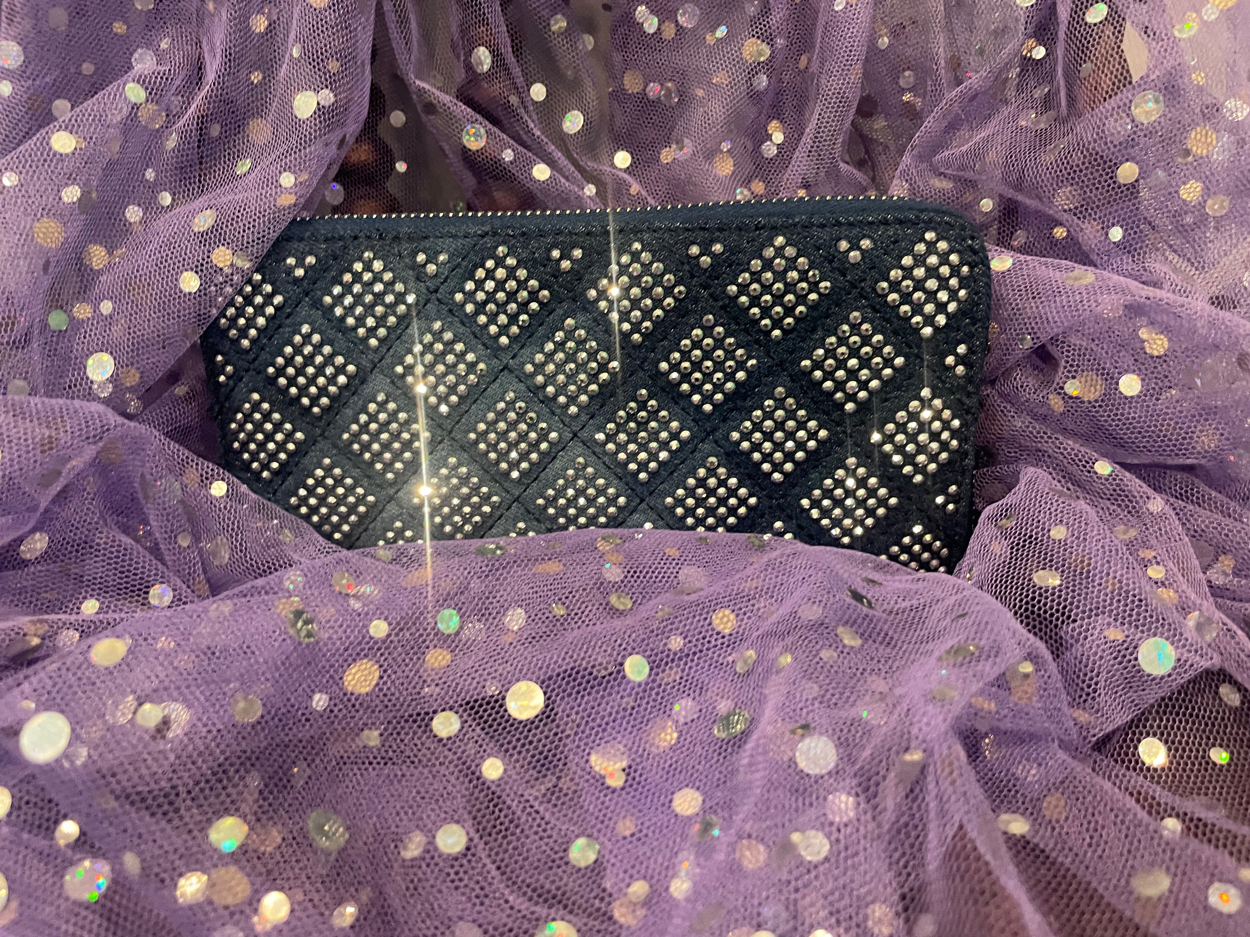 Blue Rhinestone Wallet